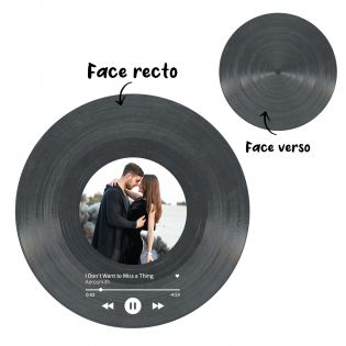 Faux vinyle 45 tours personnalisable avec Texte et Photo