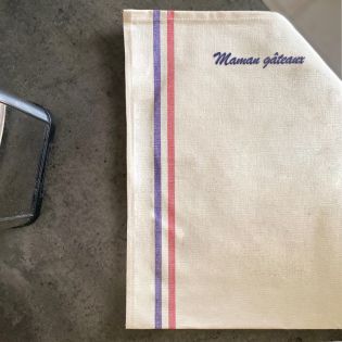 Essuie-vaisselle à rayures personnalisable · Idée cadeau cuisine Maman · Made in France