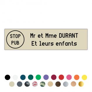 Plaque boîte aux lettres Decayeux - STOP PUB | 2 lignes