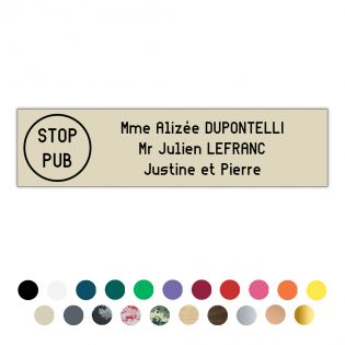 Plaque boîte aux lettres Decayeux - STOP PUB | 3 lignes