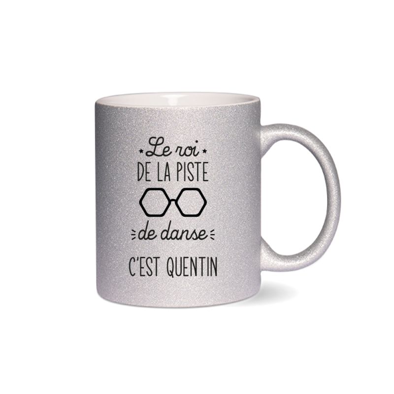 Mug à Paillettes argent, Personnalisable avec prénom