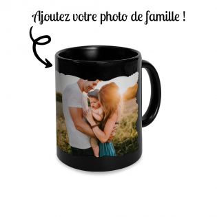 Mug en céramique noir avec cadre photo à personnaliser