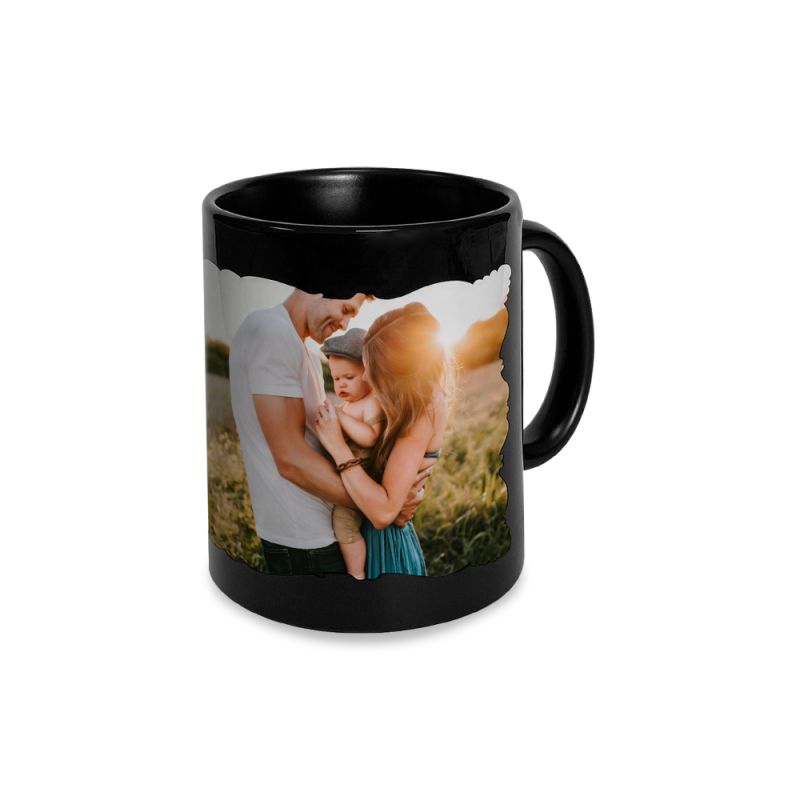 Mug en céramique noir avec cadre photo à personnaliser Mug en céramique noir avec cadre photo à personnaliser