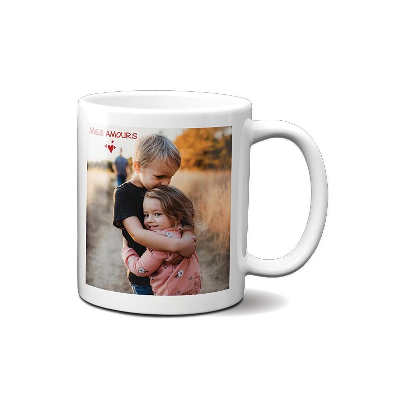 Mug en céramique blanc personnalisé avec Texte et Photo · Cadeau pratique  pour amateur de café