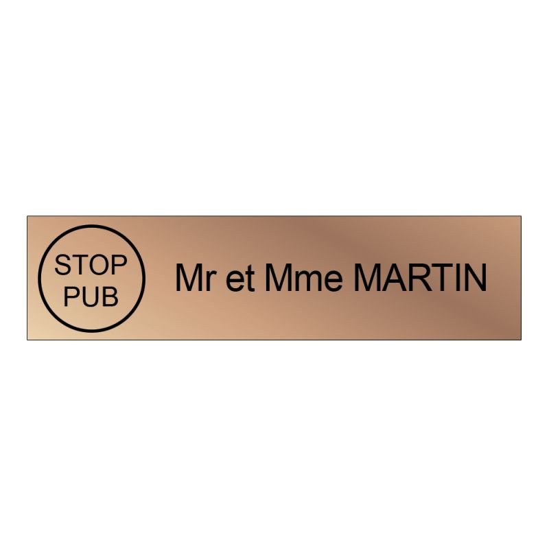 Plaque nom logo STOP PUB boite aux lettres Decayeux (100 x 25 mm