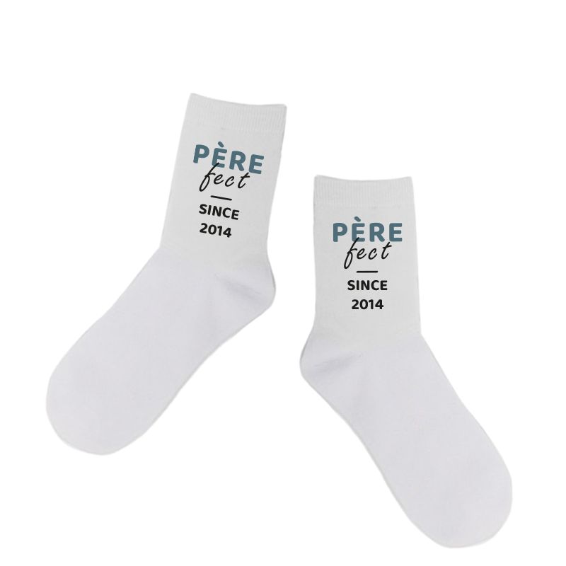 Paire de Chaussettes personnalisées Texte · Père-fect · Cadeau anniversaire  papa ou fête des pères