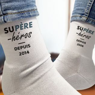 Pack Chaussettes Papi - Chaussette Personnalisée - Chaussette Super Papi