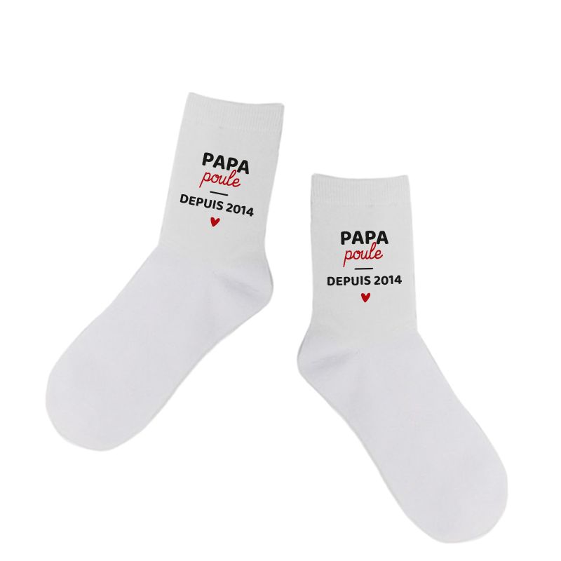 Chaussettes blanches Papa Poule personnalisables