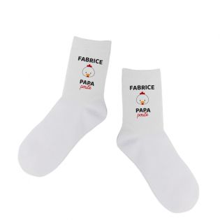 Paire de Chaussettes personnalisées Texte · Papa Poule · Cadeau anniversaire papa ou fête des pères