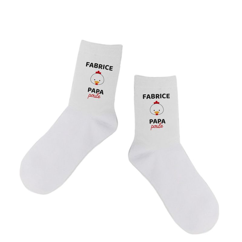 Paire de Chaussettes personnalisées Texte · Papa Poule · Cadeau anniversaire papa ou fête des pères Paire de Chaussettes personnalisées Texte · Papa Poule · Cadeau anniversaire papa ou fête des pères