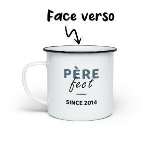 Tasse vintage émaillée personnalisable · Père-fect · Cadeau anniversaire papa ou fête des pères