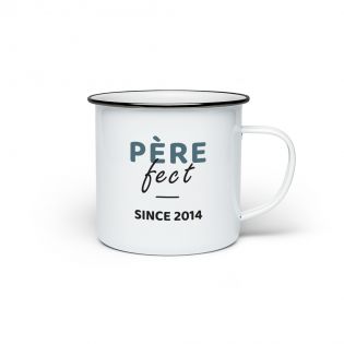 Tasse vintage émaillée personnalisable · Père-fect · Cadeau anniversaire papa ou fête des pères