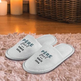 Paire de chaussons personnalisés · Père-fect · Cadeau anniversaire papa ou fête des pères