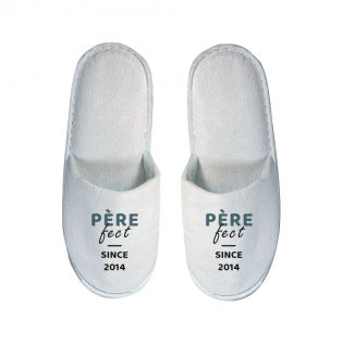 Paire de chaussons personnalisés · Père-fect · Cadeau anniversaire papa ou fête des pères