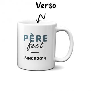 Mug en céramique blanc personnalisé avec Texte · Père-fect · Cadeau fête des pères ou Anniversaire