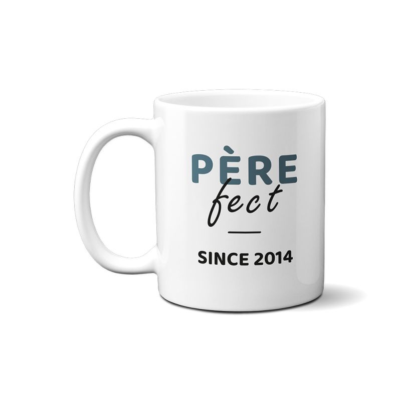 Mug en céramique blanc personnalisé avec Texte · Père-fect · Cadeau fête des pères ou Anniversaire