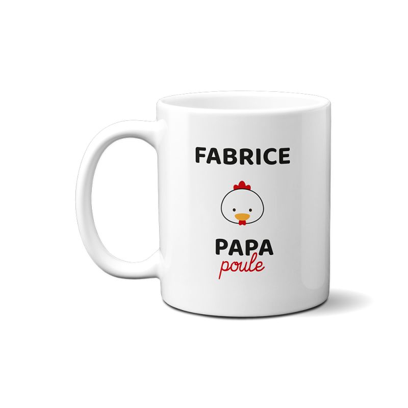 Mug en céramique blanc personnalisé avec Texte · Papa Poule · Cadeau anniversaire papa ou fête des pères