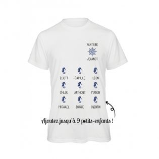 Tee-shirt Homme personnalisable avec prénoms petits-enfants · Papitaine · Cadeau papy