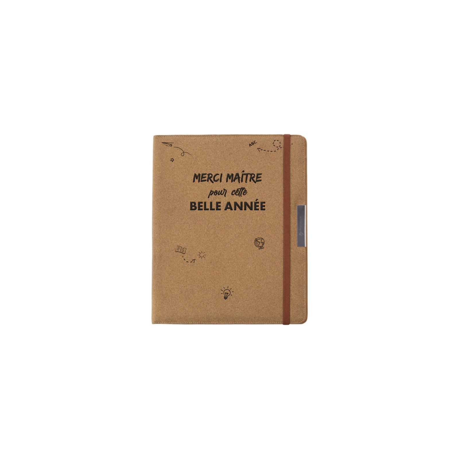Porte-documents A4 bureau avec bloc-notes personnalisé · Cadeau original Merci Maître pour fin d'année scolaire