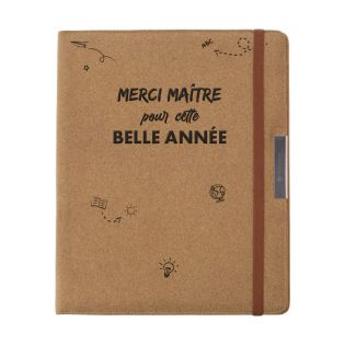Porte-documents A4 bureau avec bloc-notes personnalisé · Cadeau original Merci Maître pour fin d'année scolaire