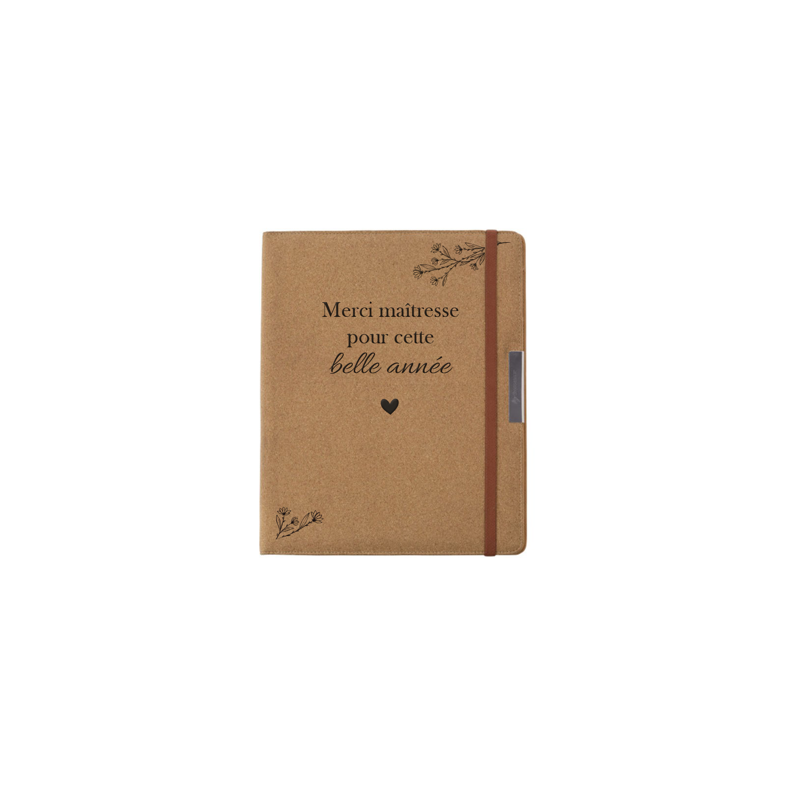 Porte-documents A4 bureau avec bloc-notes personnalisé · Cadeau pratique Merci Maîtresse pour fin d'année école