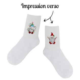 Paire de chaussettes blanches hautes personnalisées | Père Noël