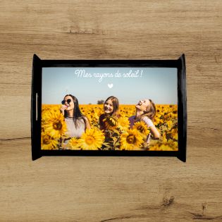 Plateau de service en bois personnalisable avec texte et photo · 35 x 25 cm 