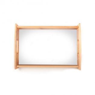 Plateau repas en bois clair personnalisable avec texte et photo · 35 x 25 cm