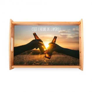 Plateau de service personnalisé en bois clair | Grand format