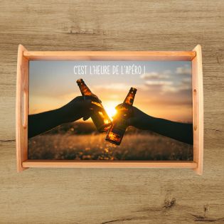Plateau de service personnalisé en bois clair | Grand format