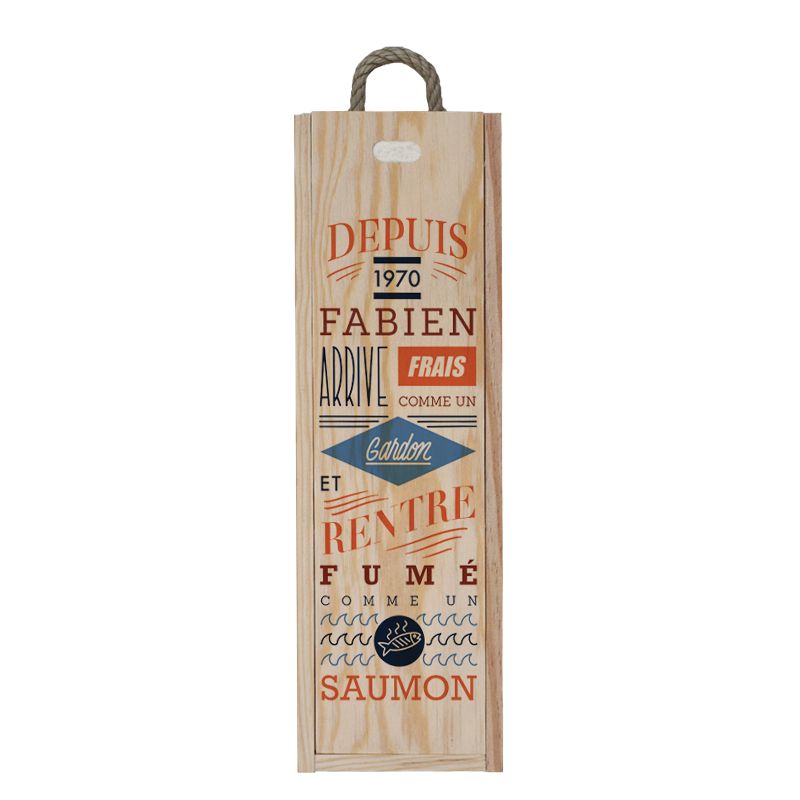 Caisse à vin en bois original à personnaliser | Frais comme un gardon - Modèle Homme Caisse à vin en bois original à personnaliser | Frais comme un gardon - Modèle Homme