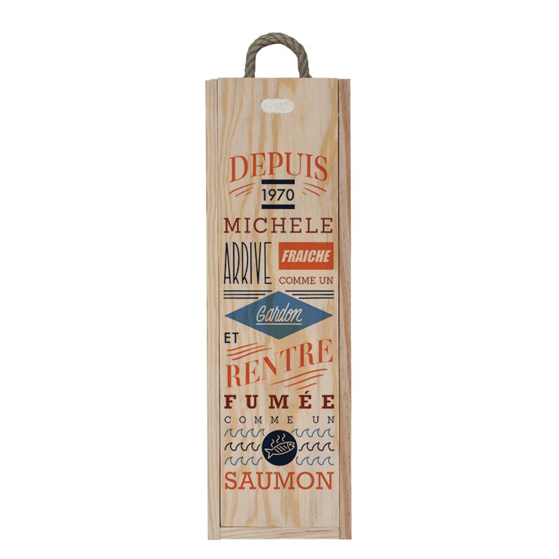 Caisse à vin en bois original à personnaliser | Fraiche comme un gardon - Modèle Femme Caisse à vin en bois original à personnaliser | Fraiche comme un gardon - Modèle Femme