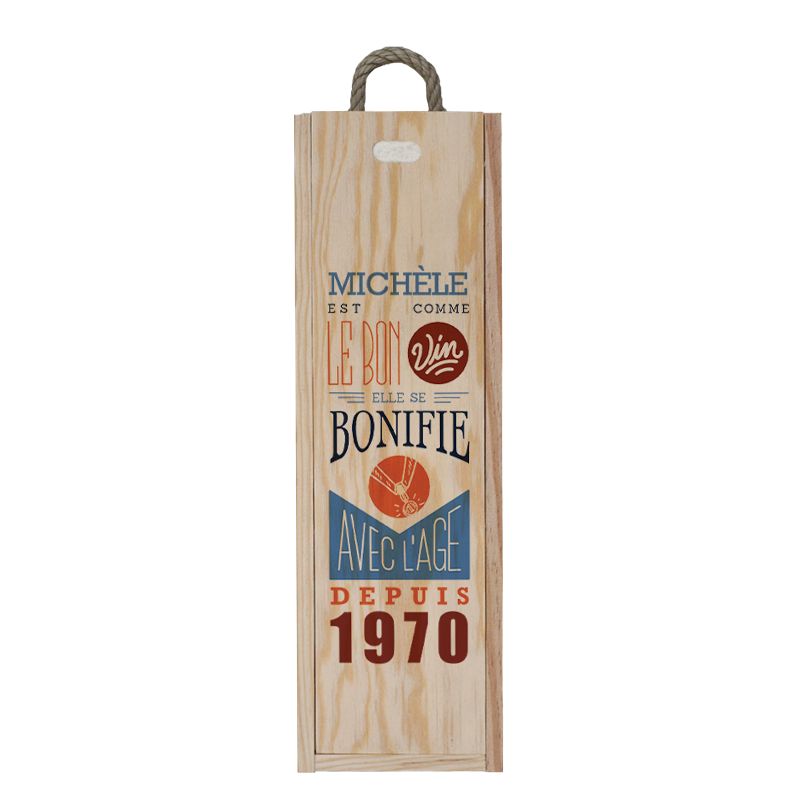 Caisse à vin en bois personnalisée | Le bon Vin - Femmes Caisse à vin en bois personnalisée | Le bon Vin - Femmes