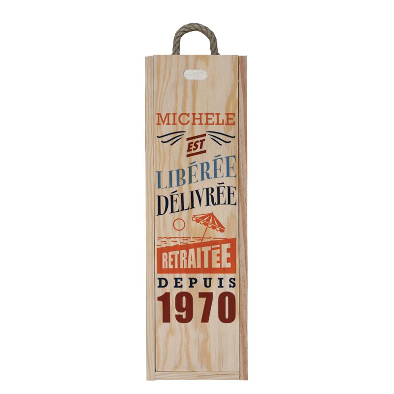 Caisse à vin en bois personnalisée pour 1 bouteille | Retraitée libérée délivrée - Modèle Femme Caisse à vin en bois personnalisée pour 1 bouteille | Retraitée libérée délivrée - Modèle Femme
