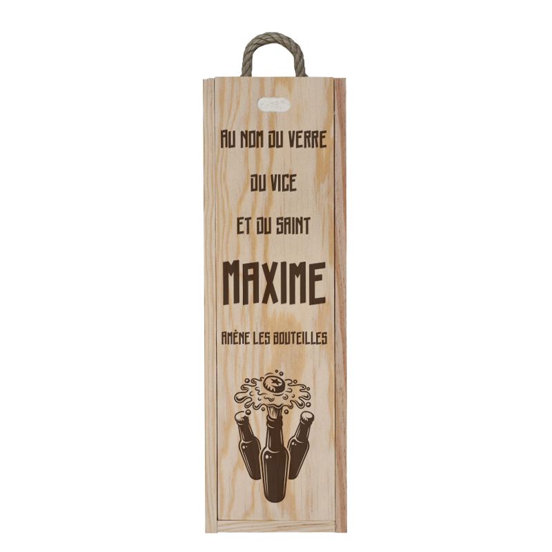 Caisse en bois personnalisée humoristique | Modèle Au nom du verre ramène les bouteilles (bière) Caisse en bois personnalisée humoristique | Modèle Au nom du verre ramène les bouteilles (bière)