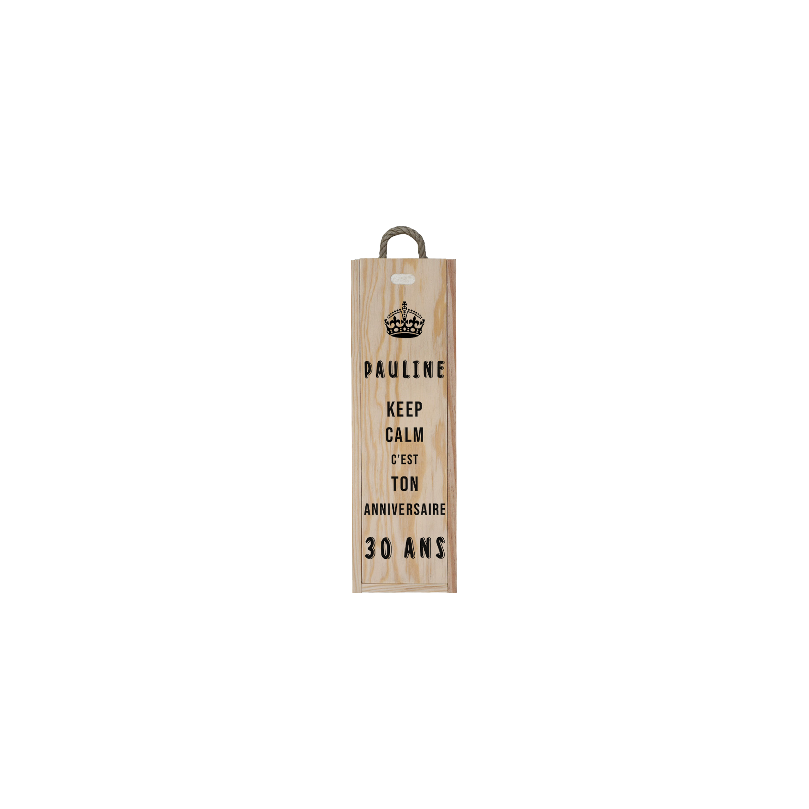 Caisse à vin en bois Gravée pour anniversaire | Modèle Keep calm