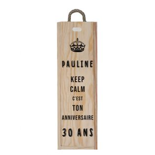 Caisse à vin en bois Gravée pour anniversaire | Modèle Keep calm