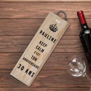 Caisse à vin en bois Gravée pour anniversaire | Modèle Keep calm