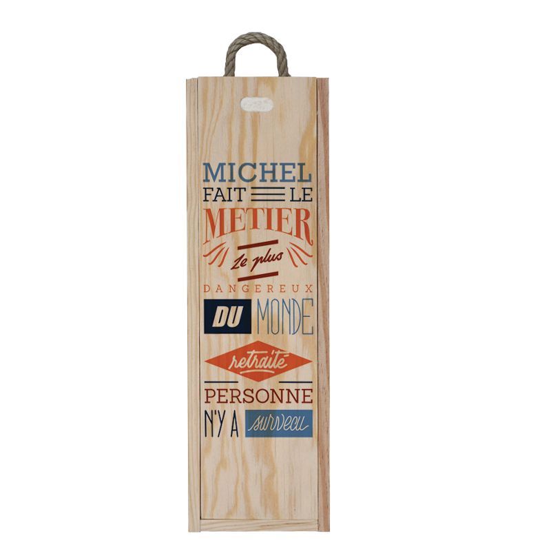 Caisse à vin en bois individuelle personnalisée | Retraité métier dangereux - Modèle Homme Caisse à vin en bois individuelle personnalisée | Retraité métier dangereux - Modèle Homme