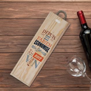 Caisse à vin en bois personnalisée pour 1 bouteille | Economise l'eau boit du vin - Modèle Homme