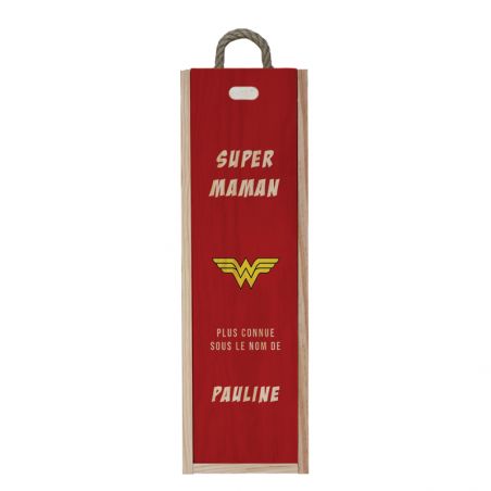 Caisse en bois personnalisée - Couvercle en Plexi | Modèle Super Héros - Wonder woman