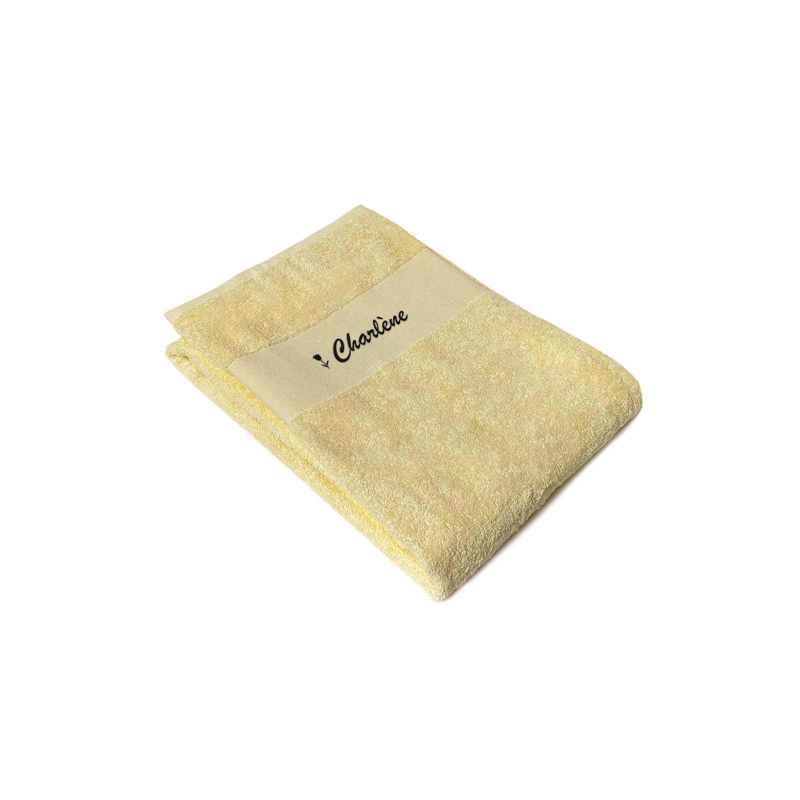 Serviette de bain brodée avec texte ou prénom · Idée cadeau mariage ou crémaillère · 70 x 140 cm