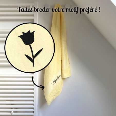Serviette de bain brodée avec texte ou prénom · Idée cadeau mariage ou crémaillère · 70 x 140 cm