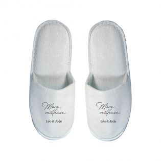 Paire de chaussons personnalisés · Modèle "Mère-Veilleuse" · Cadeau fête des mères 