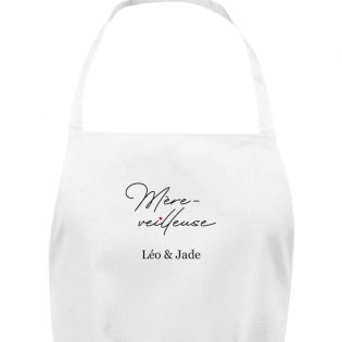 Tablier de Cuisine personnalisable · Modèle Mère-veilleuse · Cadeau anniversaire maman ou Fête des mères