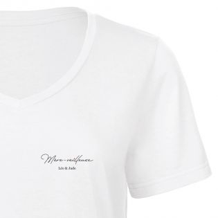 Tee-shirt personnalisable col V pour Femme · Modèle Mère-Veilleuse · Cadeau anniversaire maman