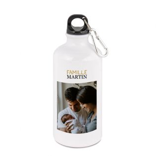 Gourde aluminium 500 mL personnalisable avec Texte et Photo · Petite bouteille d'eau isotherme transportable