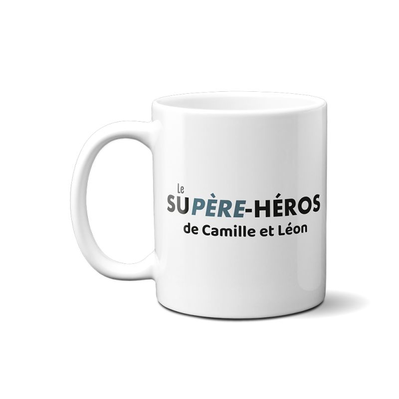Mug en céramique blanc personnalisé avec Texte · Supère-Héros · Cadeau fête des pères ou Anniversaire Mug en céramique blanc personnalisé avec Texte · Supère-Héros · Cadeau fête des pères ou Anniversaire