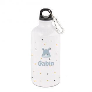 Gourde blanche isotherme pour enfant 50 cL personnalisable avec prénom et motif animal