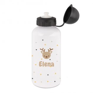 Gourde blanche isotherme pour enfant 50 cL personnalisable avec prénom et motif animal